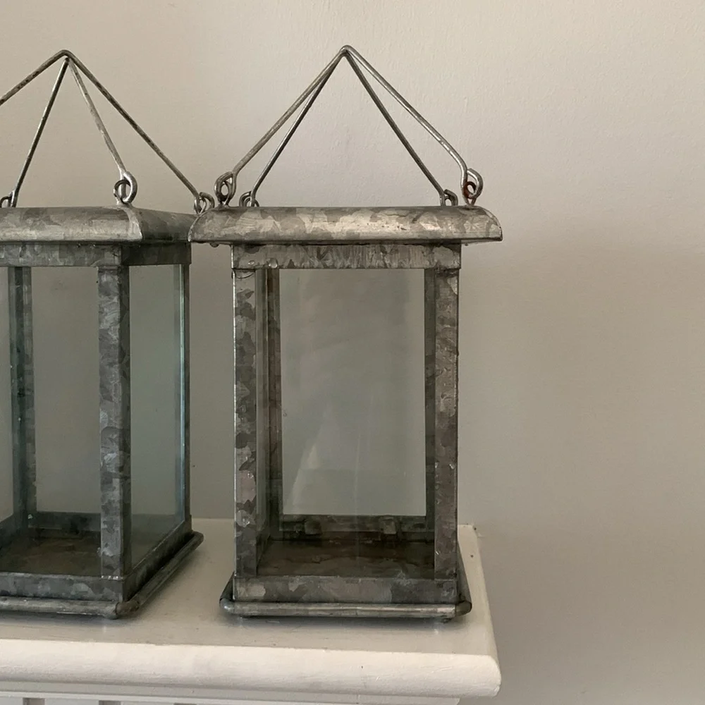 Pottery Barn Galvanized Square Lantern Set of 3‎